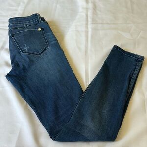 Bebe Heartbreaker Skinny Dark Blue Distressed Stretch Jeans Size 28